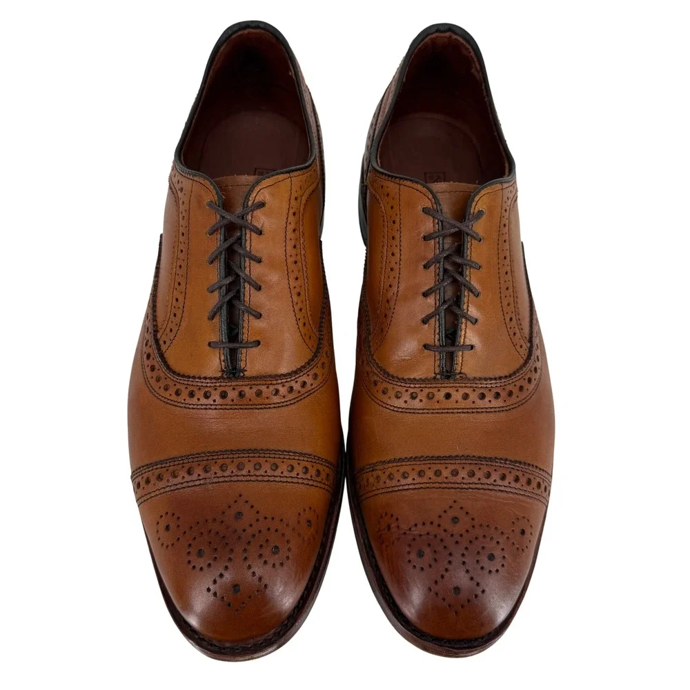 Allen Edmonds Strand Size 11 3E Wide Brown Leather Brogue Oxford Matching Belt